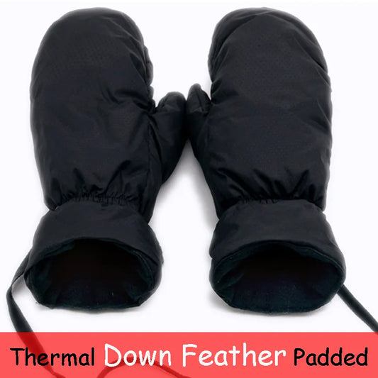 Down Feather Thermal Snowboard Ski Gloves men women Winter Warm snow mountain Skiing snowmobile mittens kids long rope hang