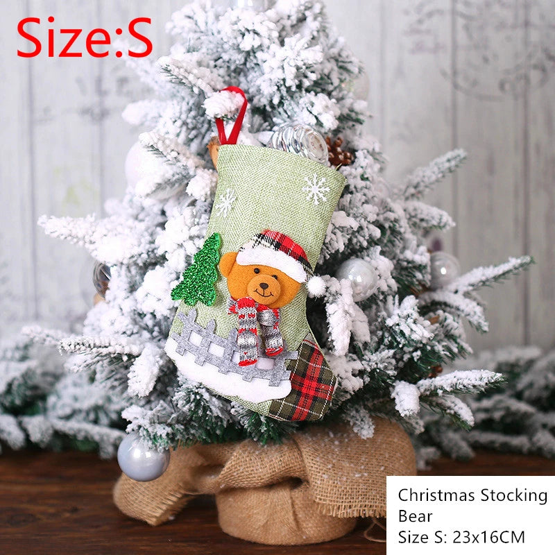 2023 New Year Christmas Stocking Sack Xmas Gift Candy Bag Noel Christmas Decorations for Home Navidad Sock Christmas Tree Decor