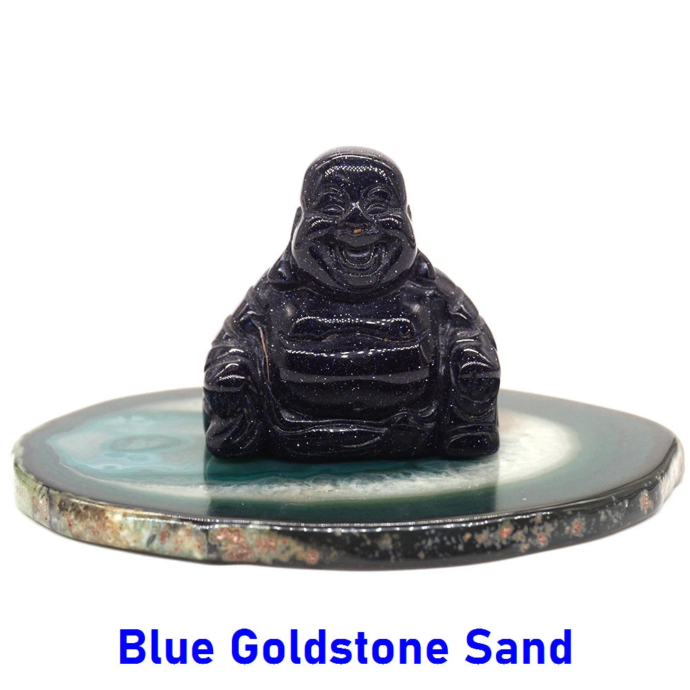 1.5" Buddha Statue Natural Healing Crystal Reiki Chakra Spiritual Hand Carved Stone Maitreya Figurine Crafts Home Lucky Decor