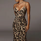 2020 Summer Dress Women Sexy Spaghetti Strap V Neck Maxi Dress Sanke Leopard Print Party Evening Dresses Bodycon Pencil Dress