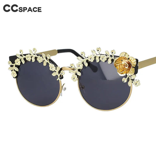 51103 Round Sunglasses Fashion Metal Golden Rose Frame Charm Women's Shade UV400