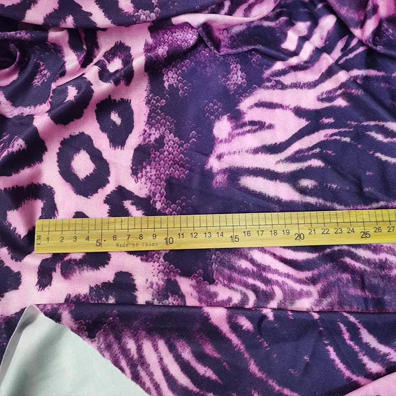 Good Stretch Pink Leopard Swimming Suits Fabric Knitted Cotton/Spandex Fabric Snake Pattern Printing Diy Sewing Swimsuit/Pants