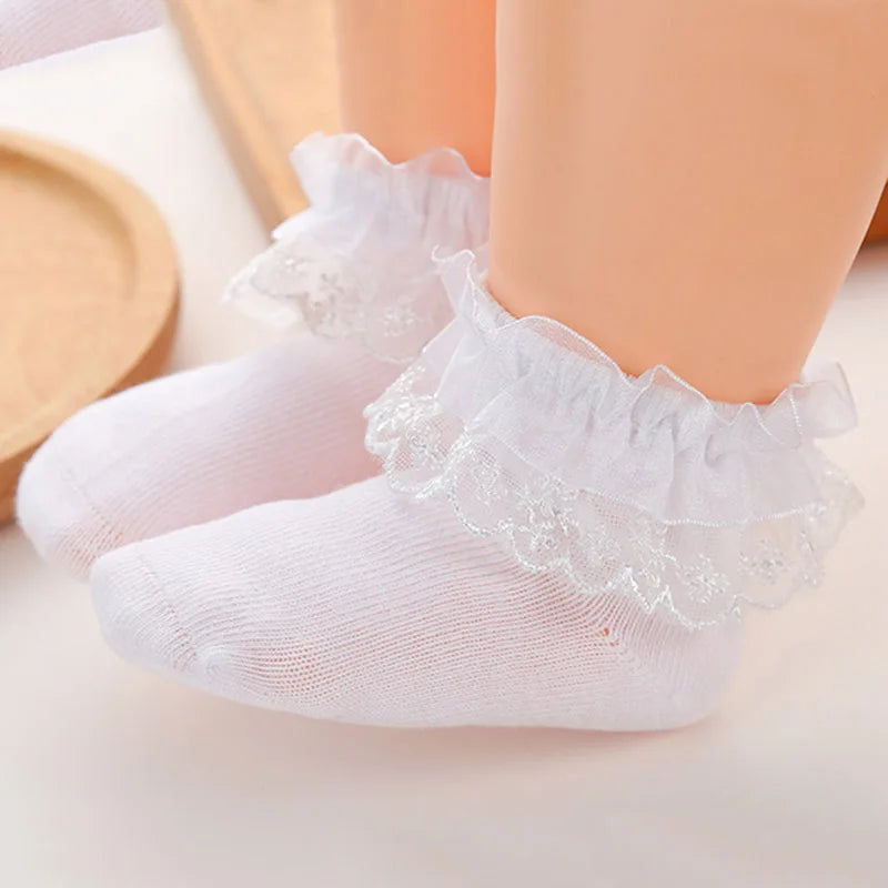 0-1Years Newborn Baby Cotton Sock Lace Princess Combed Cotton Socks for Girls Summer Spring Infant Babe Ruffle Short Socks 2021