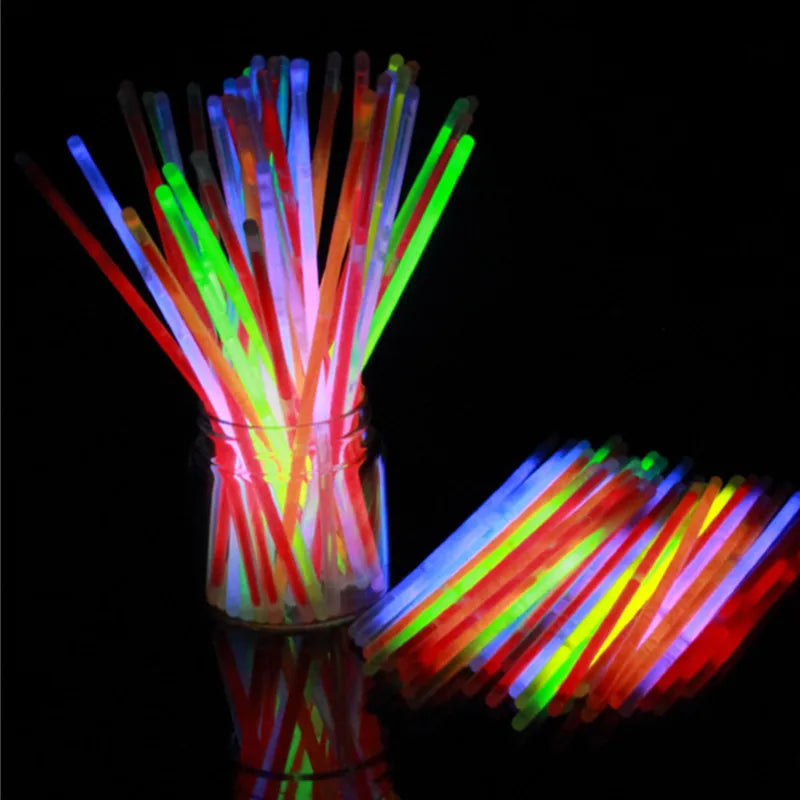 100pcs Party Fluorescence Glow Sticks Bracelets Fun Necklace Neon For Wedding Birthday Concert Supplies Colorful Bright Lights