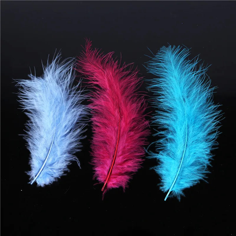 100pcs Natural Plumes 4-6 InchesTurkey Marabou Feather Plume Fluffy Wedding Dress DIY Jewelry Craft Decor Accessories Feathers