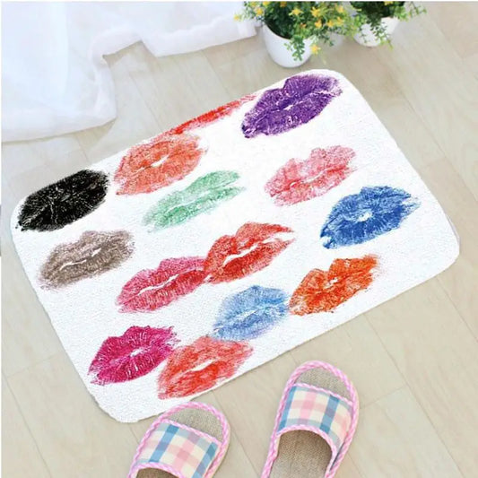 Colorful Lips Doormat Flannel Geometric Printing Non-slip Floor Mat Home Decoration Door Mat vloermat Badmat Tapis de bain ZT357