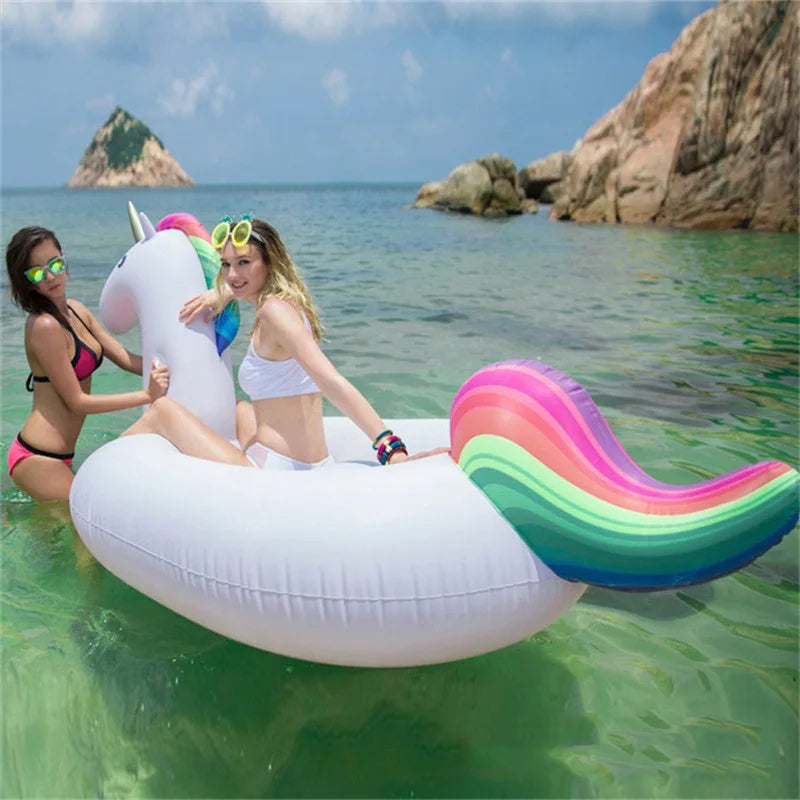 Giant 200CM/250CM Inflatable Unicorn Pool Float Air Mattress Swim Ring Floating Swimming Float Gonflable Child Adult Water Party