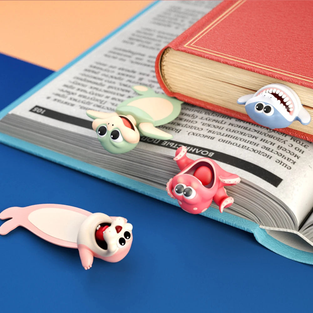 1 PC Original Cute Panda And Shiba Inu PVC Material Funny Bookmarks 3D Stereo Cartoon Bookmark School Supplies Stationery