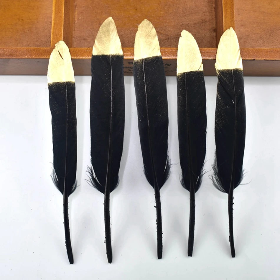 10/50 Pcs Natural Gold Black Duck Feathers Small for Crafts Plume Party Wedding Decoration DIY Feathers Jewelry Making 10-15cm