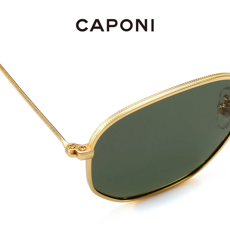 CAPONI Classical Sunglasses Women Ray Cut Retro Sun Glasses UV400 Protect Polarized Gold Metal Hexagon Fashion Eyewear CP1081