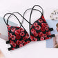 Women Flower Printed Bras Front Buckle Wireless Bralette Sexy Lingerie Comfort Push Up Floral Bras