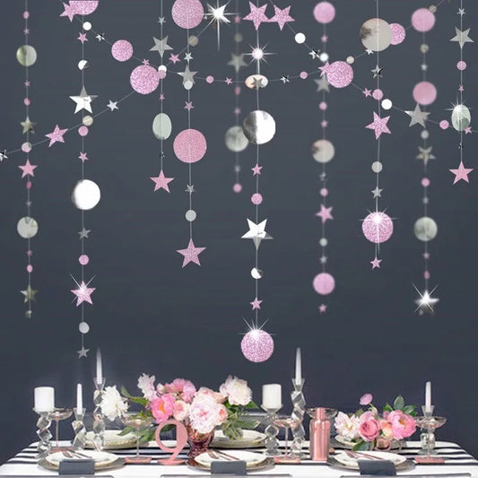 4M Twinkle Star Paper Garland Baby Shower Decorations for Home Boy Girl First Birthday Party DIY Wedding Decor Christmas Props