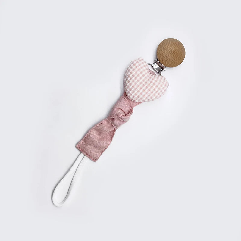 Baby Pacifier Clip Infant Newborn Cotton Wooden Pacifier Chain Nipple Soother Dummy Holder Eco-friendly Material