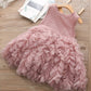 Girls Summer Dress Sleeveless Pearls Button Girl Princess Dress for Party Evening Gown Dresses Fluffy Puff Tutu Dress for Girls