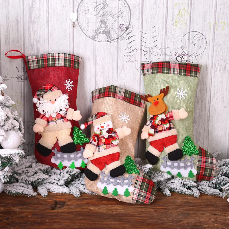 2023 New Year Christmas Stocking Sack Xmas Gift Candy Bag Noel Christmas Decorations for Home Navidad Sock Christmas Tree Decor