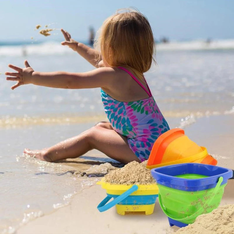 Children Beach Toys Kids Play Water Toys Foldable Portable Sand Bucket Summer Outdoor Toy Beach Play Sand Water Game Toy for Kid