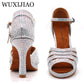 WUXIJIAO Jazz shoes Latin dance shoes women Latin salsa girls casual shoes silver rhinestone shoes