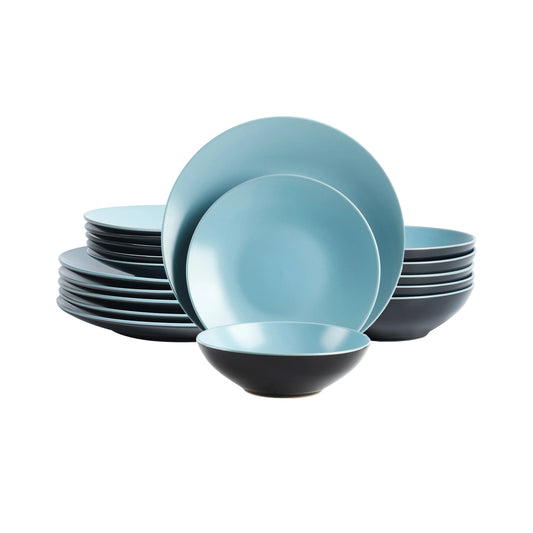 18Pc Turquoise Modern Luxury Stoneware Set Steak Salad Plates With Cereal Bowl Set Elegant Warm Dinnerware Sets Kitchen Home Use