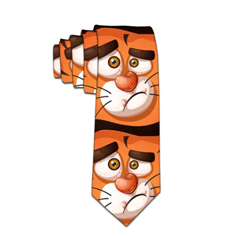 Cute Animal Cartoon 3d Printing Men's Tie Casual Slim High-quality 8cm Nylon Men's Women's Tie Funnny Harajuku Party Dinner Tie