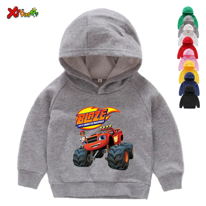 Blaze and The Monster Machines Children's Clothes Boy Impostor Blaze Game Anime T-Shirt Boy or Girl Top Sweatshirt Hoodie 3T-9T