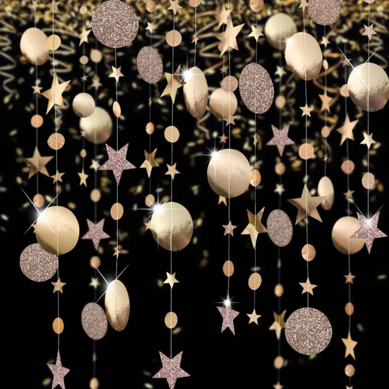 4M Twinkle Star Paper Garland Baby Shower Decorations for Home Boy Girl First Birthday Party DIY Wedding Decor Christmas Props