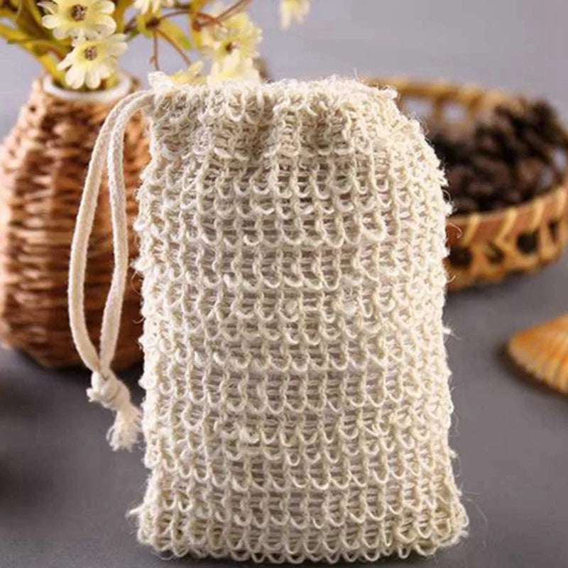 50Pcs Shower Bath Sisal Soap Bag Natural Sisal Soap Bag Exfoliating Soap Saver Pouch Holder