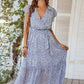 Ladies Vintage Print Chiffon Dress Women Casual Ruffles Long Bohemian Party Beach Summer Dress Women Sundress Female Vestidos