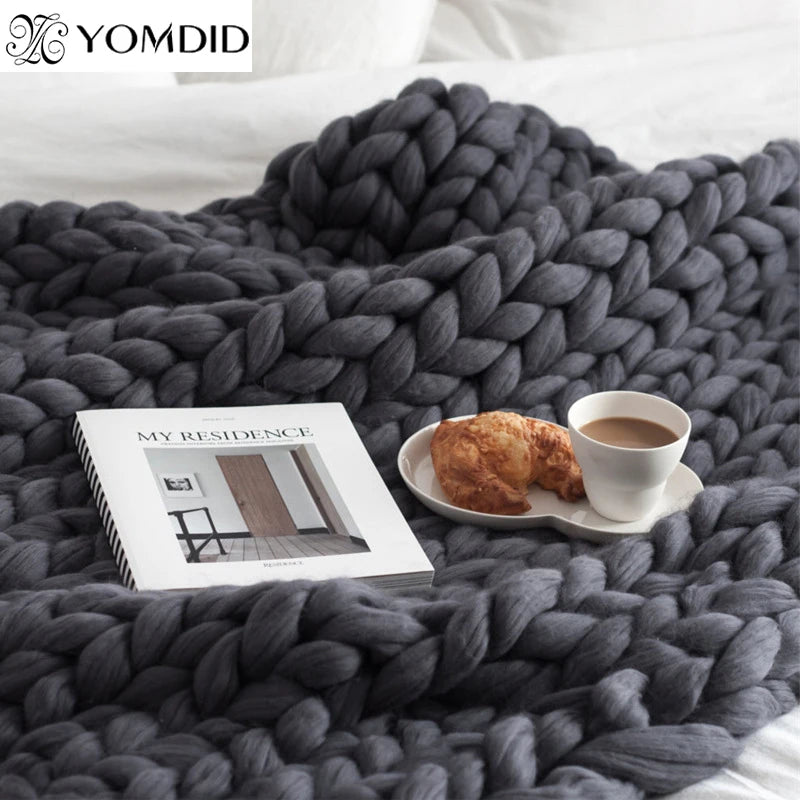 19 Colors Large Soft Hand Chunky Knitted Plaids blanket for Winter Bed Sofa Plane Thick Yarn Knitting Throw Sofa Cover Blanket