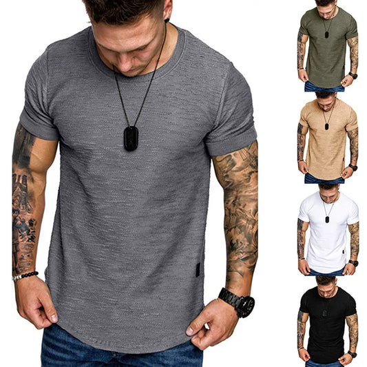 Brand Men's T Shirts Curved Hem Hip Hop Homme Topshirt Male T-Shirt Casual Streetwear Sport Fitness Tees Military Style Tshirts