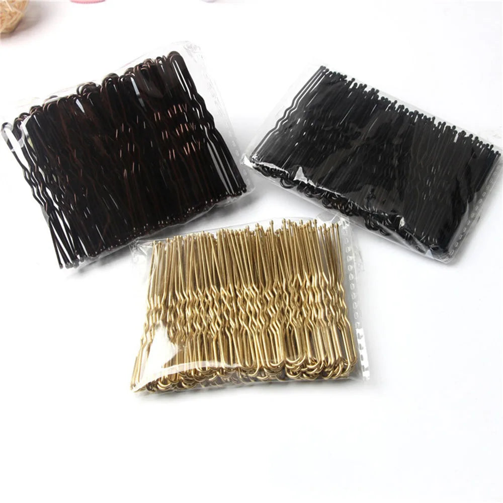 100 PCS/Bag 5cm/6cm U Shaped Alloy Hairpins Waved Hair Clips Simple Metal Bobby Pins Barrettes Bridal Hairstyle Tools Hair Pins