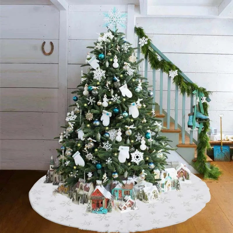 White Christmas Tree Skirt Plush Faux Fur Xmas Tree Carpet Merry Christmas Tree Decorations Ornament New Year Navidad Home Decor