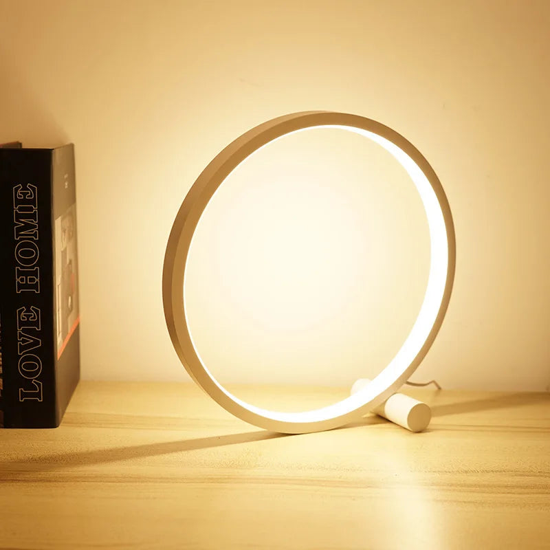 25CM LED Table Lamp Bedroom Circular Desk Lamps For Living Room Bedside Lamp Touch lampe de chevet Round Night Light Decoration