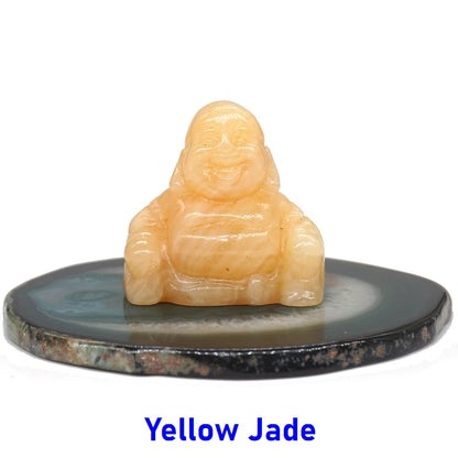 1.5" Buddha Statue Natural Healing Crystal Reiki Chakra Spiritual Hand Carved Stone Maitreya Figurine Crafts Home Lucky Decor