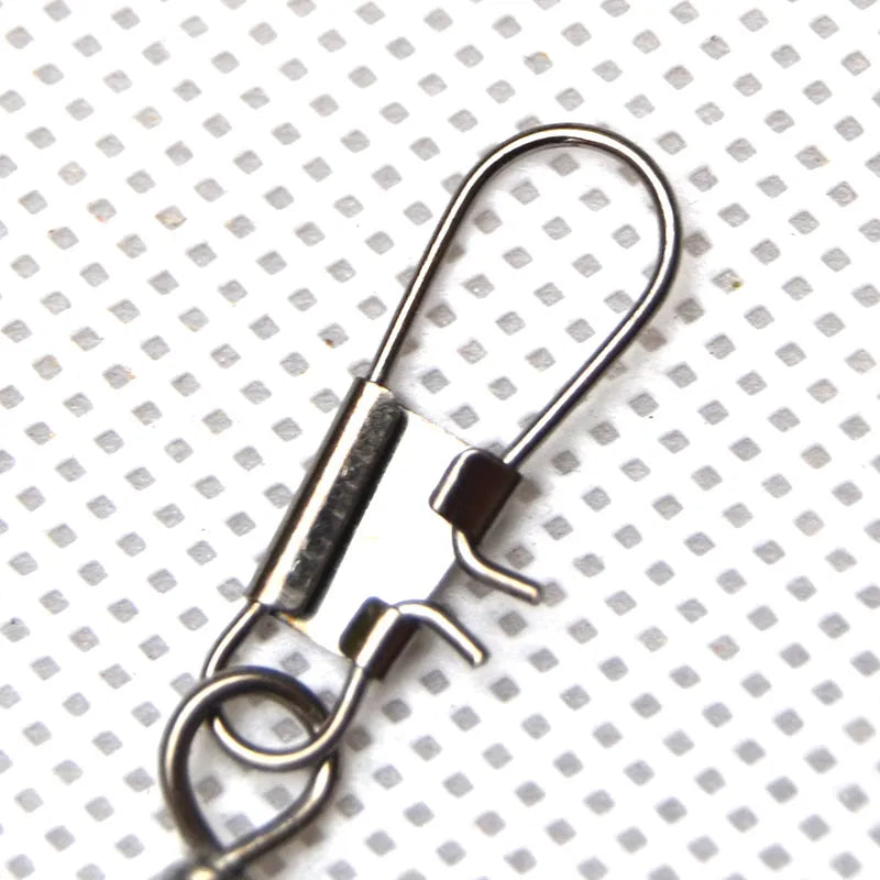 50pcs Winter Ice Fishing Goods Swivel Fishing Connector Pin Bearing Rolling Swivel Snap Fastlock Clips Fishhook Lure TacklePesca