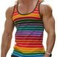 Mens Retro Stripe 3D Printed Tank Tops Fashion Summer Sleeveless Casual Sports Vest Loose Quick Dry Breathable Tees Clothes