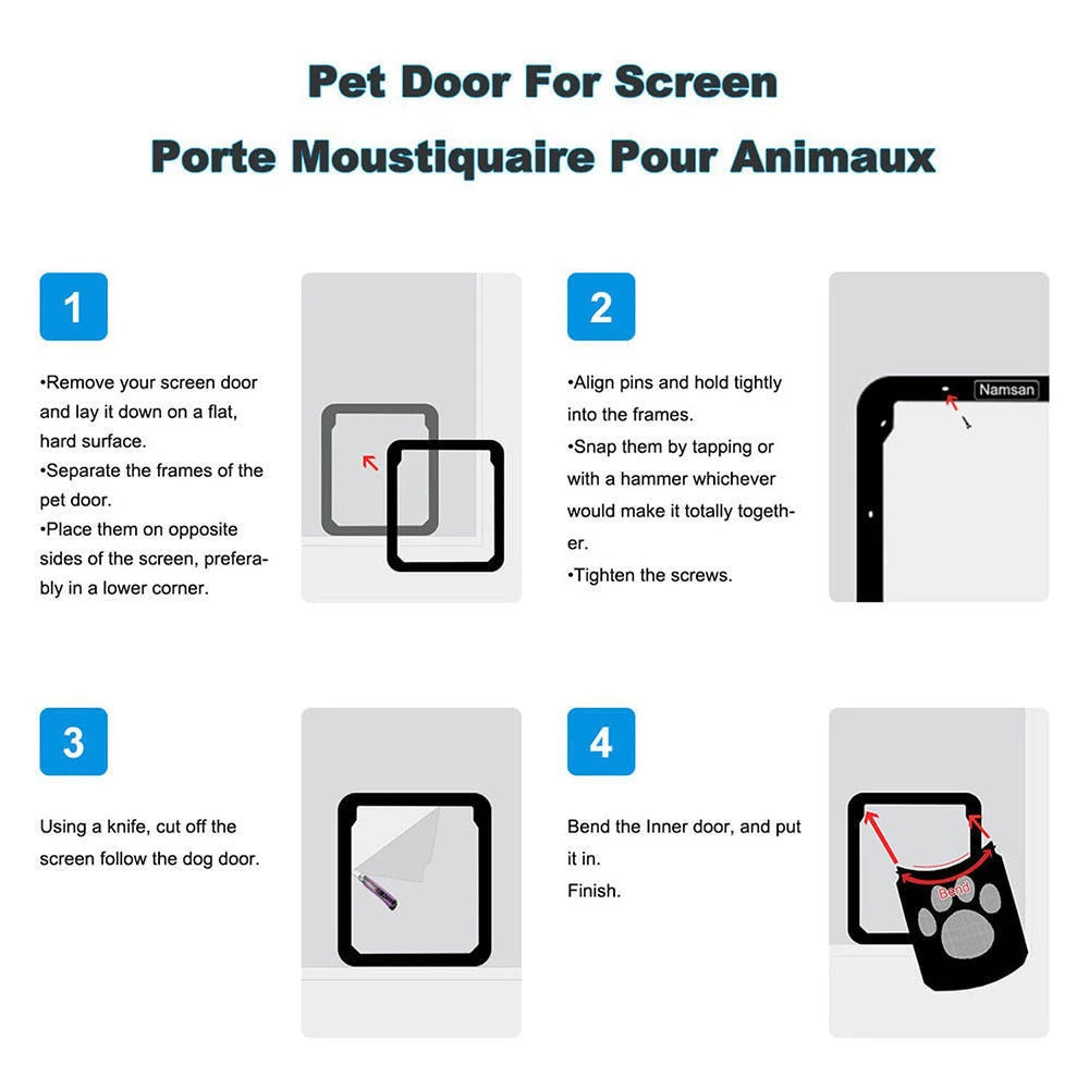 Cat Dog Pet Gate Self Closing Flap Door Lockable Magnetic Screen Outdoor Functional Door Anti Bite Puppy Cat Screen Window Door