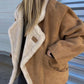 Vintage Faux Leather Warm Coat Thick Fluffy Splicing Big Lapel Coats Female Long Sleeve Outerwear Winter Lady Street Jackets