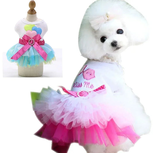 Dog Summer Dress Cat Lace Skirt Pet Clothing Chihuahua Stripe Skirt Puppy Cat Princess Apparel Cute Puppy Clothe Dog Accessories