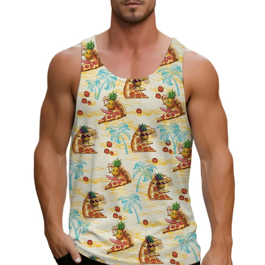 Funny Cat Pizza Graphic Tank Tops Men Women 2025 Sleeveless Tees Y2k Shirt Hawaii Beach Vest Top Unisex Cartoon Undershirt