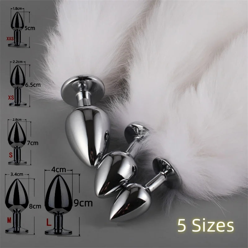 5 Sizes Metal Butt Plug Fetish Fox Tail Intimate Toys Bdsm Anal Extender Dilator Sex Shop Products Erotic Games Goods For Adults