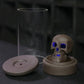 1pc, Ceramic Windproof Waterfall Backflow Led Skull Incense Burner Home Office Tea House Decorate Halloween Skull Decoration