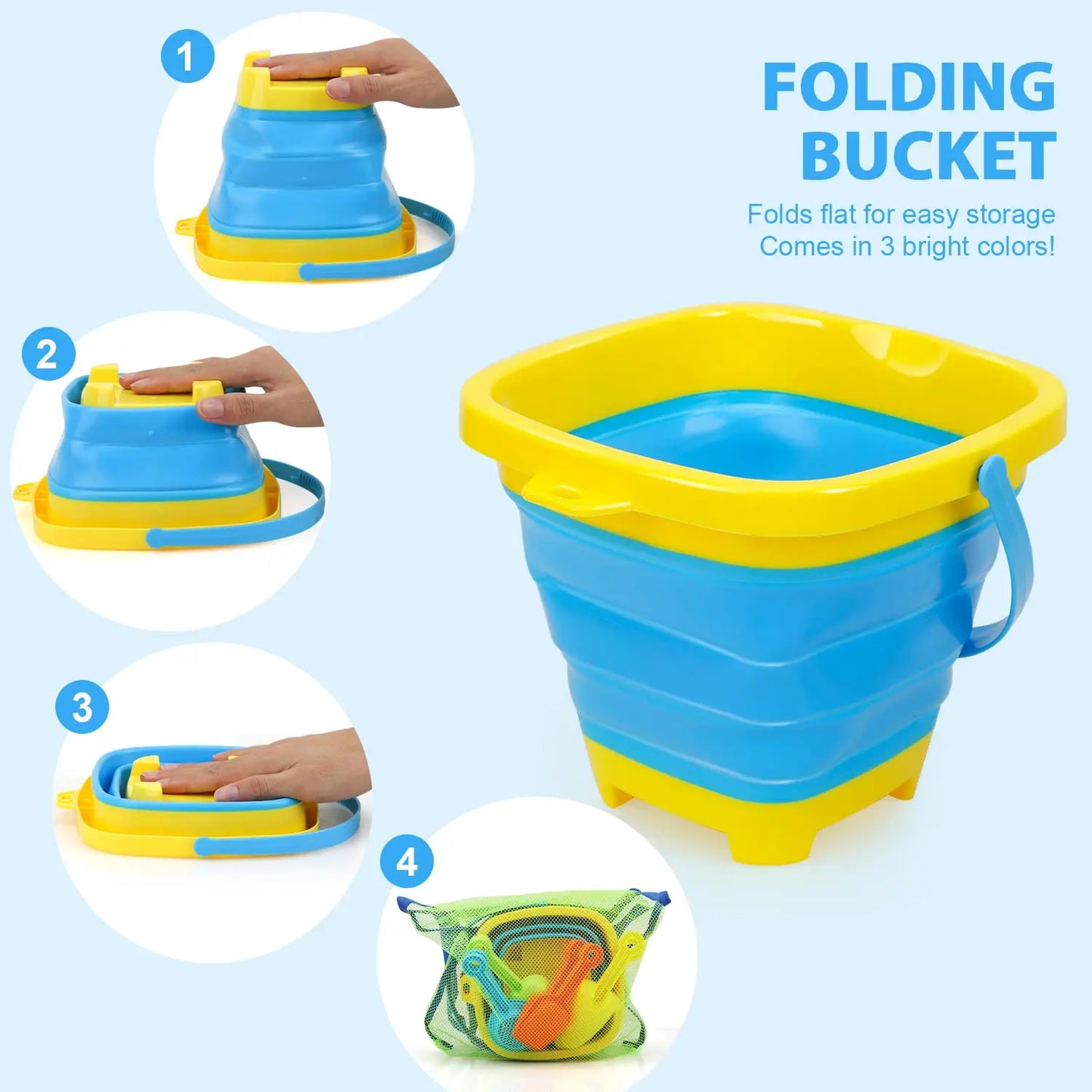 Foldable Silicone Bucket Beach Toys Summer Sand Playing Outdoor Toy Children Portable Folding Sandbox Bucket For Kids