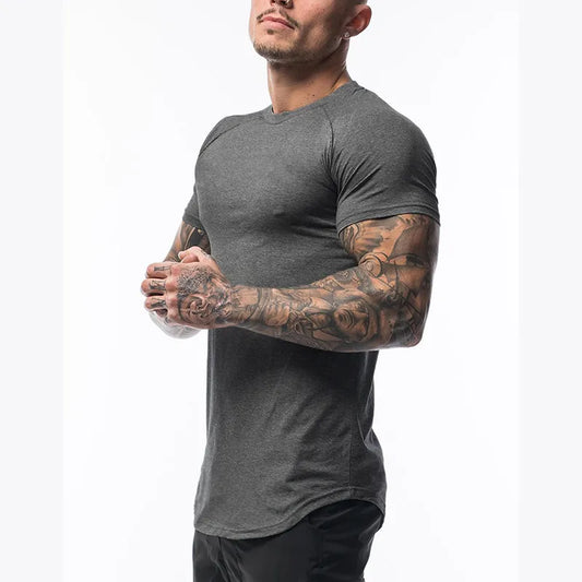 Gym Clothing Sports T Shirt Men Cotton Breathable Fitness Mens Short Sleeve T-shirt Running Tshirt Summer Tight Tee Shirt homme