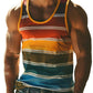 Vintage Striped Graphic Tank Tops For Men Fashion Casual Summer Sleeveless 3D Printed Vest Loose Crew Neck Quick Dry Sports Tees