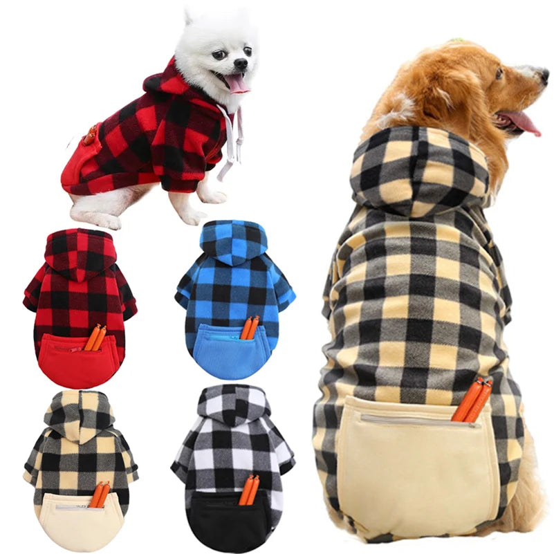 Winter Warm Pet Dog Clothes Coat with Pocket Big Doggy Hoodie for Small Medium Dogs Large Chihuahua Pomeranian Jackets Costume