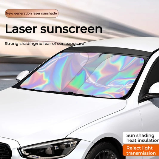 Car Sunshade Front Curtain Laser Sunshade Protector Interior UV Protection Windshield Folding Parasol Auto Parts