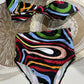 Women Swimsuit Split Swimsuit Bikini Striped Geometry Pattern One-Piece Swimsuit