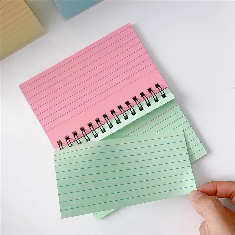 50 Sheets/book Colorful Tearable Spiral Notebook Horizontal Line Minimalist Transparent Cover Memo Pad School Office Writing Pad