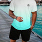 2 Piece Summer Casual Everyday Men's Short Sleeve Shorts Set Hawaiian Print Men's T-shirt Outdoor Sports Men's Beach Shorts