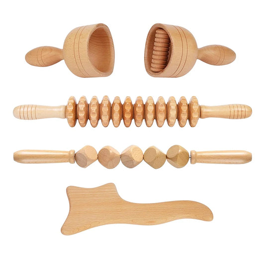 3 In 1 Professional Wooden Cup Anti Cellulite Massager Therapy Roller Rod Body Shape Health Care Relieve Pain Protable